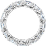 14K Gold Emerald Lab-Grown Diamond Sculptural Eternity Band - 5x3.5mm Stones - White Gold - view 2