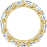 14K Gold Emerald Lab-Grown Diamond Sculptural Eternity Band - 5x3.5mm Stones - Yellow Gold - view 2