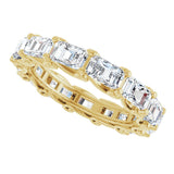 14K Gold Emerald Natural Diamond Sculptural Eternity Band - 5x3.5mm Stones - Yellow Gold - view 5