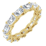 14K Gold Emerald Natural Diamond Sculptural Eternity Band - 5x3.5mm Stones - Yellow Gold