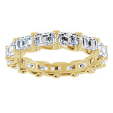 14K Gold Emerald Natural Diamond Sculptural Eternity Band - 5x3.5mm Stones - Yellow Gold - view 3