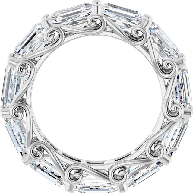 Platinum Emerald Lab-Grown Diamond Sculptural Eternity Band - 5.8x4.2mm Stones - view 2
