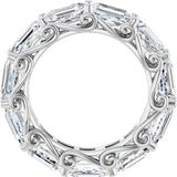 14K Gold Emerald Natural Diamond Sculptural Eternity Band - 5.8x4.2mm Stones - White Gold - view 2