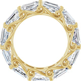 14K Gold Emerald Natural Diamond Sculptural Eternity Band - 5.8x4.2mm Stones - Yellow Gold - view 2