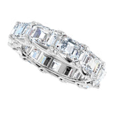 14K Gold Emerald Lab-Grown Diamond Sculptural Eternity Band - 5.8x4.2mm Stones - White Gold - view 5