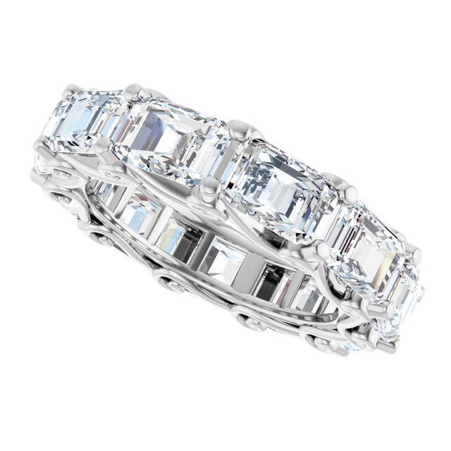 14K Gold Emerald Lab-Grown Diamond Sculptural Eternity Band - 5.8x4.2mm Stones - White Gold - view 5
