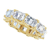 14K Gold Emerald Natural Diamond Sculptural Eternity Band - 5.8x4.2mm Stones - Yellow Gold - view 5