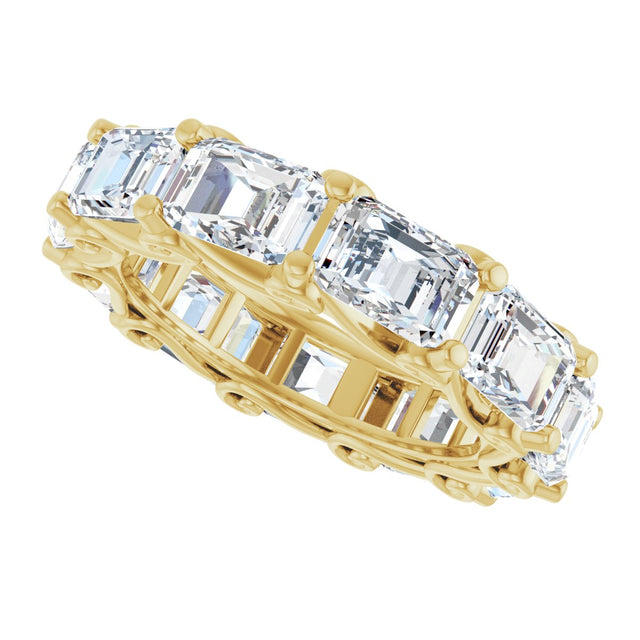 14K Gold Emerald Lab-Grown Diamond Sculptural Eternity Band - 5.8x4.2mm Stones - Yellow Gold - view 5