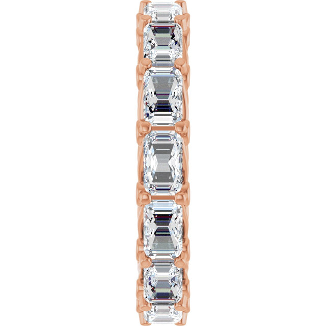 14K Gold Emerald Lab-Grown Diamond Sculptural Eternity Band - 5x3.5mm Stones - Rose Gold - view 4