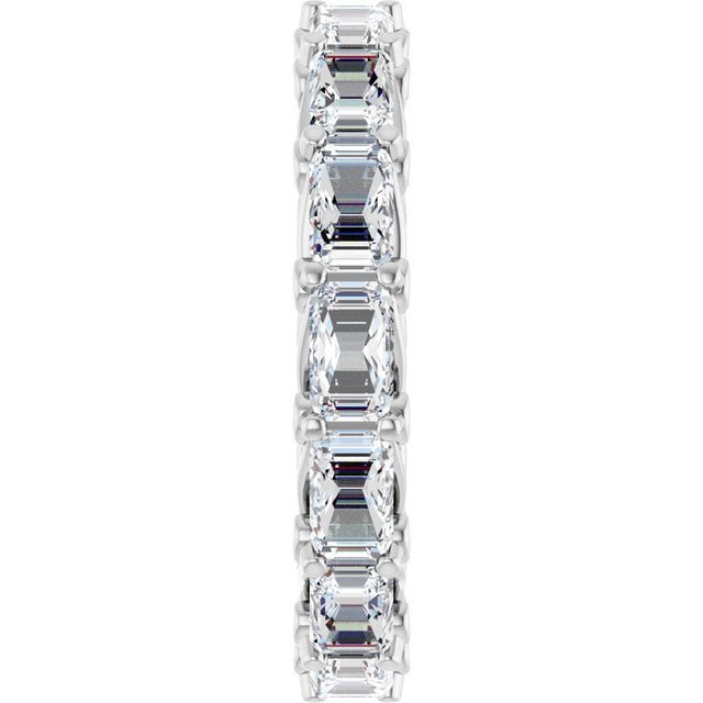 14K Gold Emerald Natural Diamond Sculptural Eternity Band - 5x3.5mm Stones - White Gold - view 4