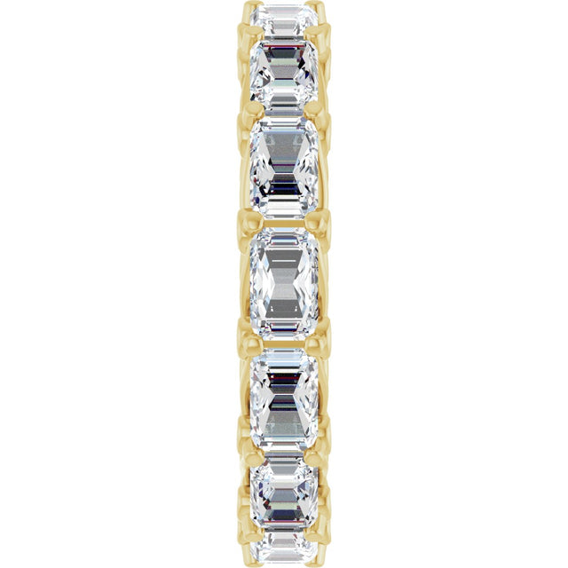 14K Gold Emerald Natural Diamond Sculptural Eternity Band - 5x3.5mm Stones - Yellow Gold - view 4