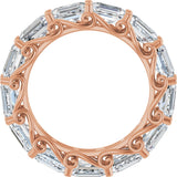 14K Gold Emerald Natural Diamond Sculptural Eternity Band - 5x3.5mm Stones - Rose Gold - view 2