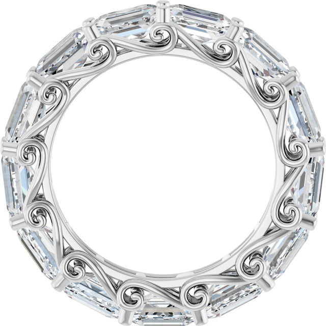 Platinum Emerald Lab-Grown Diamond Sculptural Eternity Band - 5x3.5mm Stones - view 2