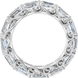 14K Gold Emerald Natural Diamond Sculptural Eternity Band - 5x3.5mm Stones - White Gold - view 2