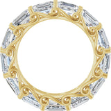 14K Gold Emerald Natural Diamond Sculptural Eternity Band - 5x3.5mm Stones - Yellow Gold - view 2