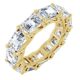 14K Gold Emerald Natural Diamond Sculptural Eternity Band - 5.8x4.2mm Stones - Yellow Gold