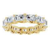 14K Gold Emerald Natural Diamond Sculptural Eternity Band - 5x3.5mm Stones - Yellow Gold - view 3