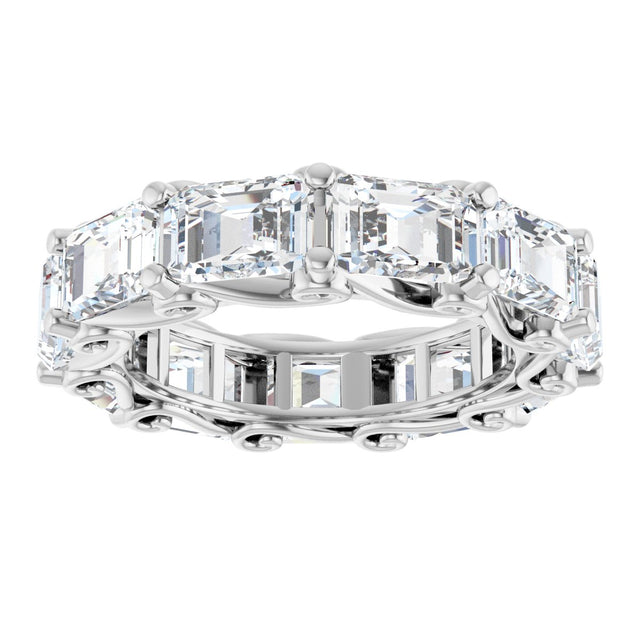 14K Gold Emerald Lab-Grown Diamond Sculptural Eternity Band - 5.8x4.2mm Stones - White Gold - view 3