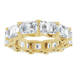 14K Gold Emerald Natural Diamond Sculptural Eternity Band - 5.8x4.2mm Stones - Yellow Gold - view 3