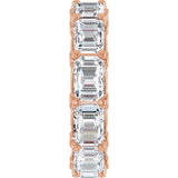 14K Gold Emerald Natural Diamond Sculptural Eternity Band - 5.8x4.2mm Stones - Rose Gold - view 4