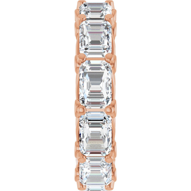 14K Gold Emerald Natural Diamond Sculptural Eternity Band - 5.8x4.2mm Stones - Rose Gold - view 4