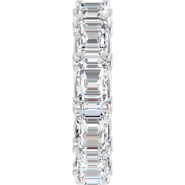 Platinum Emerald Natural Diamond Sculptural Eternity Band - 5.8x4.2mm Stones - view 4
