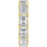 14K Gold Emerald Lab-Grown Diamond Sculptural Eternity Band - 5.8x4.2mm Stones - Yellow Gold - view 4
