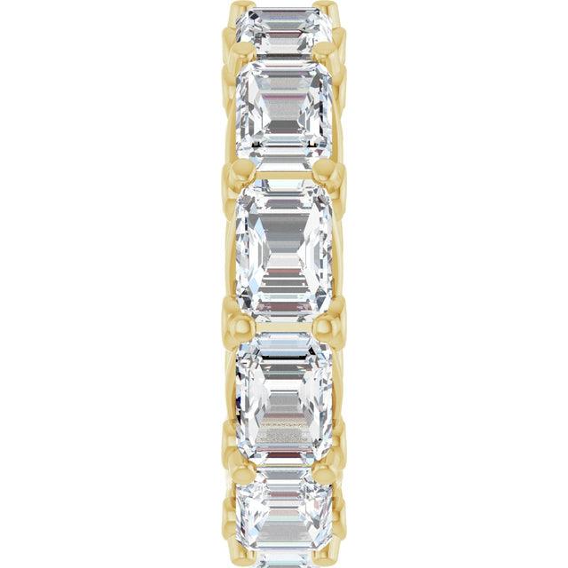 14K Gold Emerald Lab-Grown Diamond Sculptural Eternity Band - 5.8x4.2mm Stones - Yellow Gold - view 4