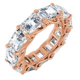 14K Gold Emerald Natural Diamond Sculptural Eternity Band - 5.8x4.2mm Stones - Rose Gold