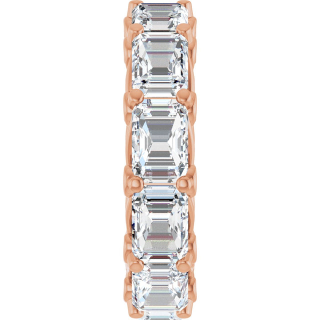 14K Gold Emerald Lab-Grown Diamond Sculptural Eternity Band - 5.8x4.2mm Stones - Rose Gold - view 4