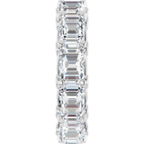14K Gold Emerald Natural Diamond Sculptural Eternity Band - 5.8x4.2mm Stones - White Gold - view 4