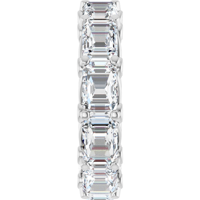 14K Gold Emerald Natural Diamond Sculptural Eternity Band - 5.8x4.2mm Stones - White Gold - view 4