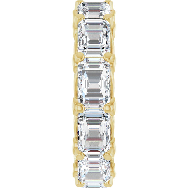 14K Gold Emerald Lab-Grown Diamond Sculptural Eternity Band - 5.8x4.2mm Stones - Yellow Gold - view 4