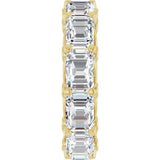 14K Gold Emerald Natural Diamond Sculptural Eternity Band - 5.8x4.2mm Stones - Yellow Gold - view 4