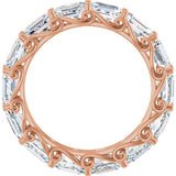 14K Gold Emerald Natural Diamond Sculptural Eternity Band - 5x3.5mm Stones - Rose Gold - view 2