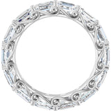14K Gold Emerald Natural Diamond Sculptural Eternity Band - 5x3.5mm Stones - White Gold - view 2