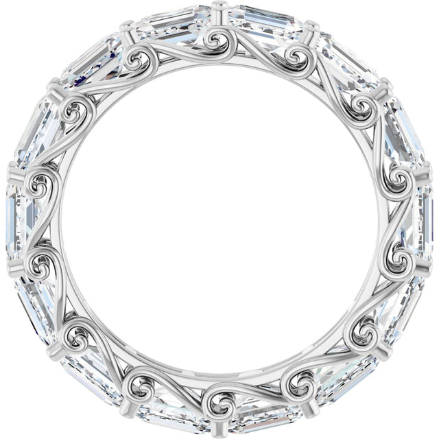 Platinum Emerald Lab-Grown Diamond Sculptural Eternity Band - 5x3.5mm Stones - view 2