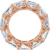14K Gold Emerald Natural Diamond Sculptural Eternity Band - 5.8x4.2mm Stones - Rose Gold - view 2