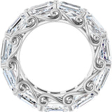 14K Gold Emerald Natural Diamond Sculptural Eternity Band - 5.8x4.2mm Stones - White Gold - view 2