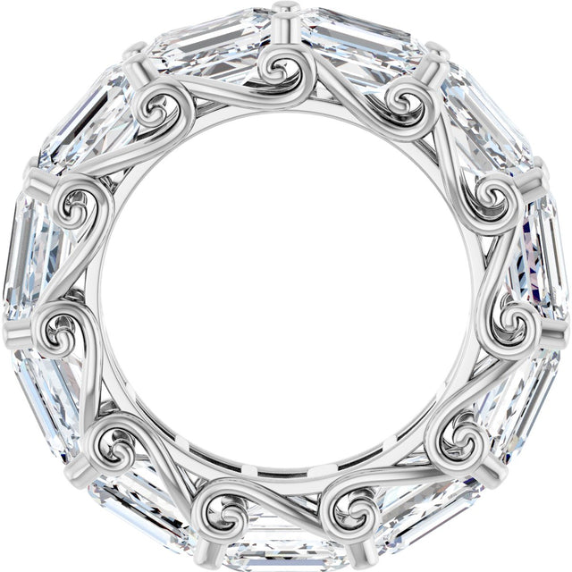 Platinum Emerald Natural Diamond Sculptural Eternity Band - 5.8x4.2mm Stones - view 2