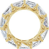 14K Gold Emerald Lab-Grown Diamond Sculptural Eternity Band - 5.8x4.2mm Stones - Yellow Gold - view 2