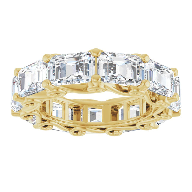 14K Gold Emerald Lab-Grown Diamond Sculptural Eternity Band - 5.8x4.2mm Stones - Yellow Gold - view 3