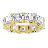 14K Gold Emerald Natural Diamond Sculptural Eternity Band - 5.8x4.2mm Stones - Yellow Gold - view 3