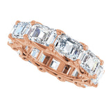 14K Gold Emerald Natural Diamond Sculptural Eternity Band - 5.8x4.2mm Stones - Rose Gold - view 5