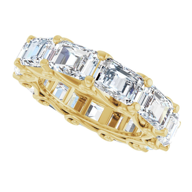 14K Gold Emerald Lab-Grown Diamond Sculptural Eternity Band - 5.8x4.2mm Stones - Yellow Gold - view 5