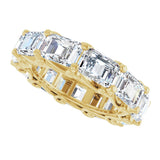 14K Gold Emerald Natural Diamond Sculptural Eternity Band - 5.8x4.2mm Stones - Yellow Gold - view 5