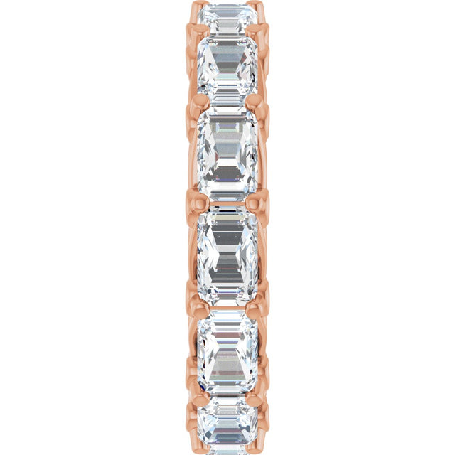 14K Gold Emerald Lab-Grown Diamond Sculptural Eternity Band - 5x3.5mm Stones - Rose Gold - view 4
