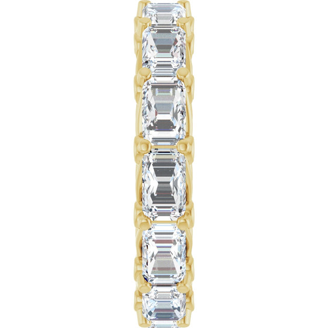 14K Gold Emerald Lab-Grown Diamond Sculptural Eternity Band - 5x3.5mm Stones - Yellow Gold - view 4