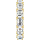 14K Gold Emerald Natural Diamond Sculptural Eternity Band - 5x3.5mm Stones - Yellow Gold - view 4