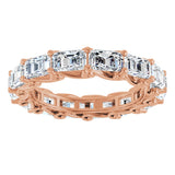 14K Gold Emerald Natural Diamond Sculptural Eternity Band - 5x3.5mm Stones - Rose Gold - view 3